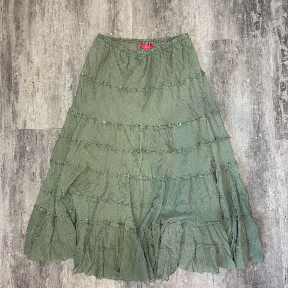 Women’s Nolita green boho tiered maxi dress in green size medium